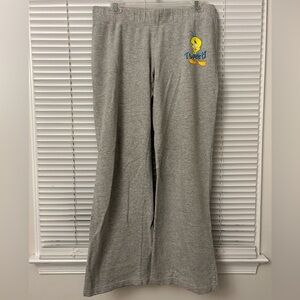 Looney Tunes y2k Tweety bird sweatpants ‘who cares?’ graphic women’s size XL